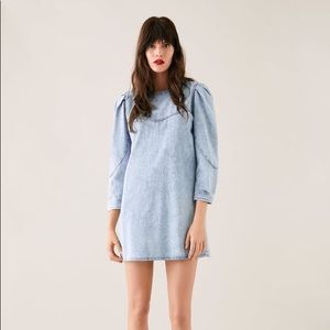 Zara denim dress with balloon sleeves S